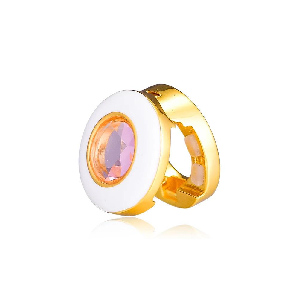 

DIY Fits for Pandora Charms Bracelets Gleaming White Circle Clip Beads 100% 925 Sterling-Silver-Jewelry Free Shipping