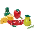 Игрушки Монтессори, забавная деревянная игрушка, червяк, фрукты, яблоко, груша, сыр, помощь в раннем обучении, игрушка для обучения подарки для детей