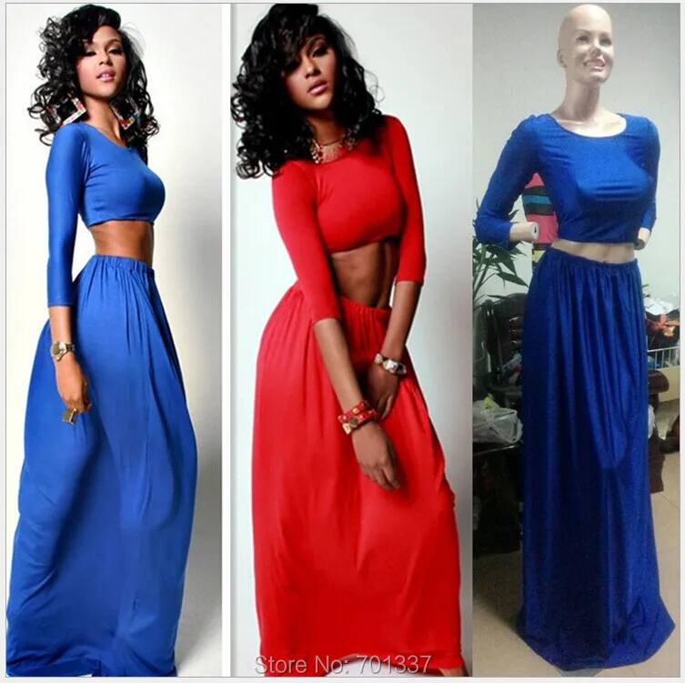 Sexy Club Stage Celebrity Bandage Bodycon Fashion Blue O Neck Long Dress S--L N1100 | Женская одежда