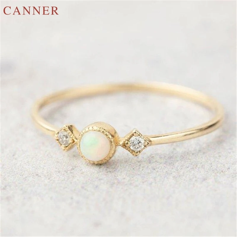 Нежные кольца с огненным опалом для женщин и девочек кольцо кубическим цирконием