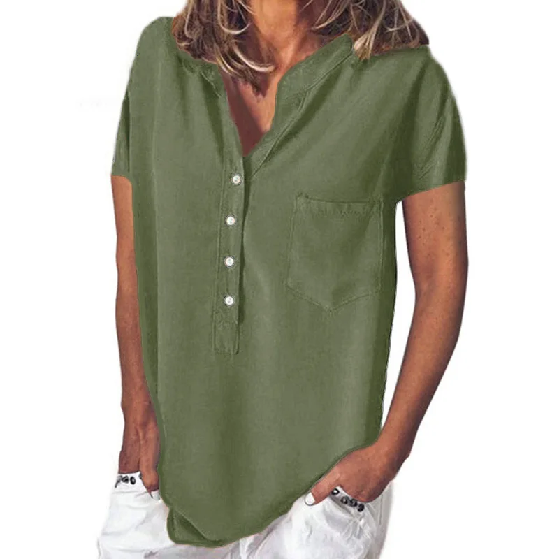 Женские топы Женская рубашка блузка Рабочая v образный вырез Базовая футболка