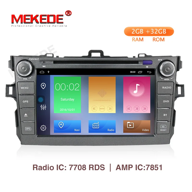 MEKEDE HD 2DIN 8 'ƈ Гб RAM 4 ядра Android 9 1 2 + 32G Автомобильный DVD радио плеер для COROLLA 2006 2011 с