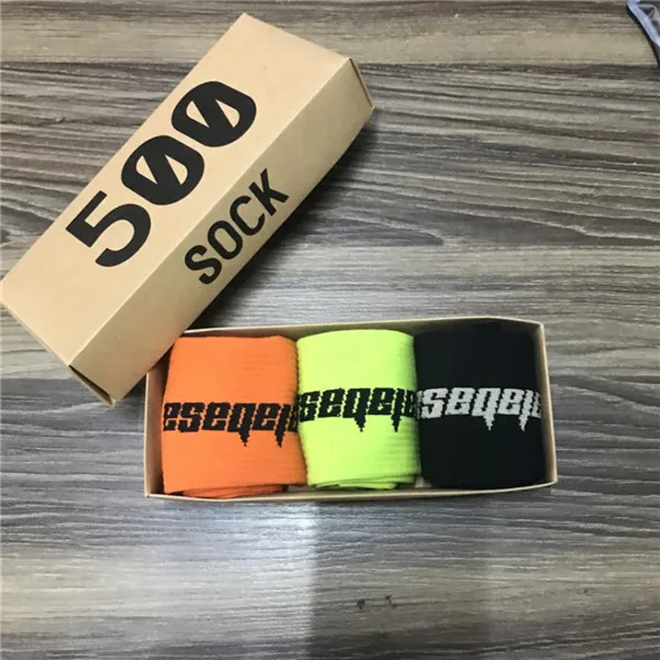 3 пар/кор. модные 500 стильные мужские уличные носки в европейском стиле хип-хоп, мужские и женские индивидуальные носки - Цвет: orange green black