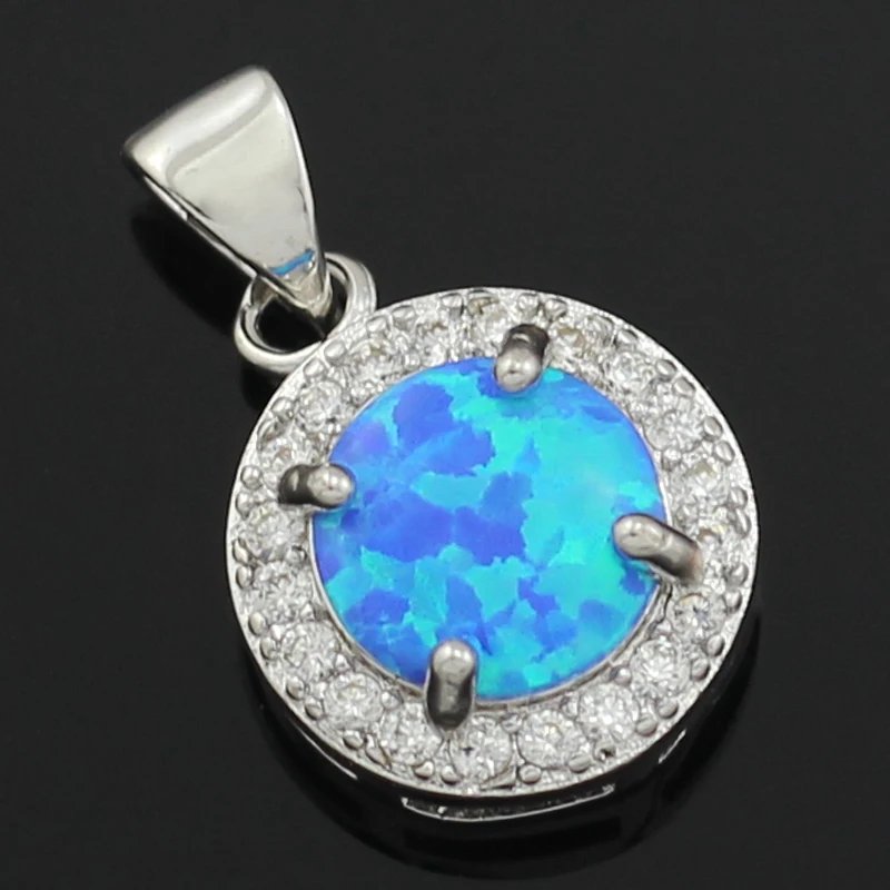 Голубой огненный опал CZ кулон для девочек модные ювелирные изделия женские