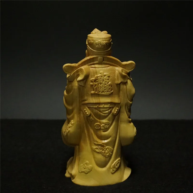 

CCZHIDAO 12CM Wood God of Wealth Fortune Star Buddha Statue Gold Bowl Sculpture Home Decoration Crafts Pray Wealth Gift Figure
