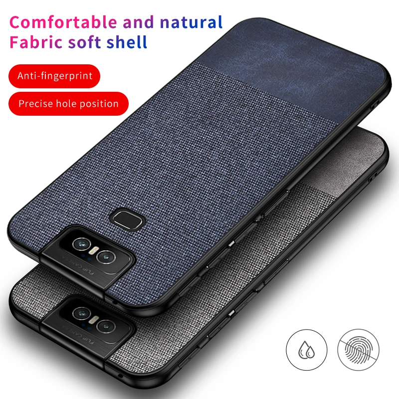 Для Asus Zenfone 6 ZS630KL чехол тканевый мягкий силиконовый бампер жесткая задняя панель
