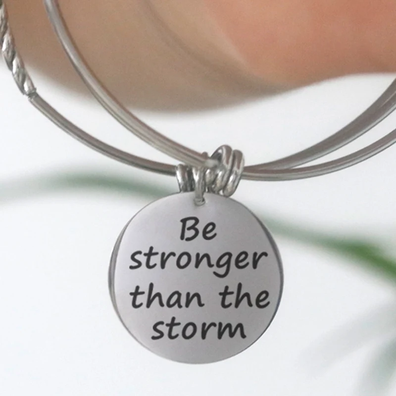 Будьте сильнее чем Storm Quotes браслет для друзей нержавеющая сталь регулируемый