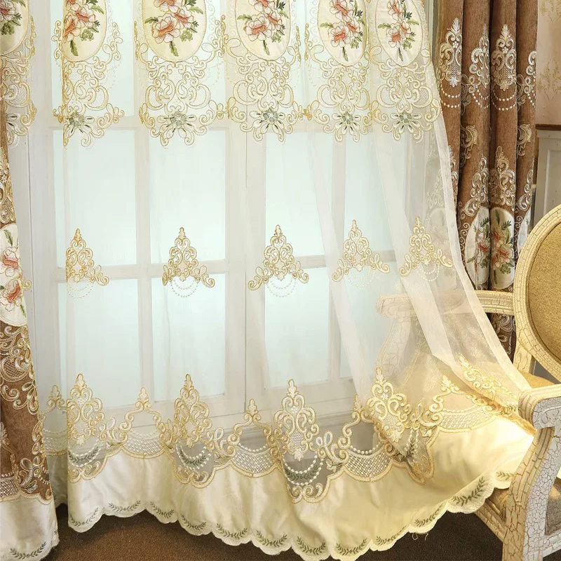 Изящные цветочные узоры Европа вышитые окна затемненные занавески для гостиной