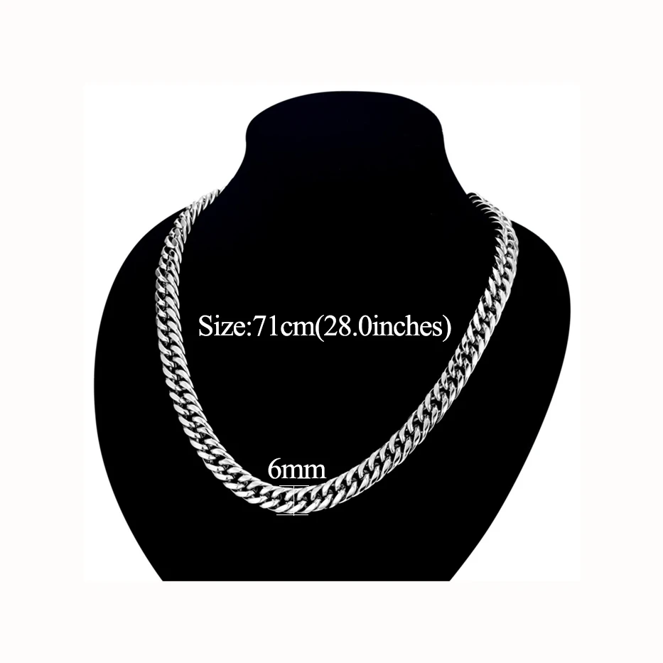 6mm 71cm silver Мужское ожерелье из толстой нержавеющей стали золотого/серебряного цвета, мужские кубинские цепочки, ожерелья для мужчин, ювелирные изделия в стиле хип-хоп - Окраска металла: 6mm 71cm silver