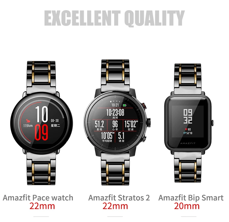 20 мм 22 мм керамический ремешок для часов AMAZFIT Pace/Amazfit Stratos 2 Смарт-часы/Amazfit Bip часы высокого качества керамический ремешок