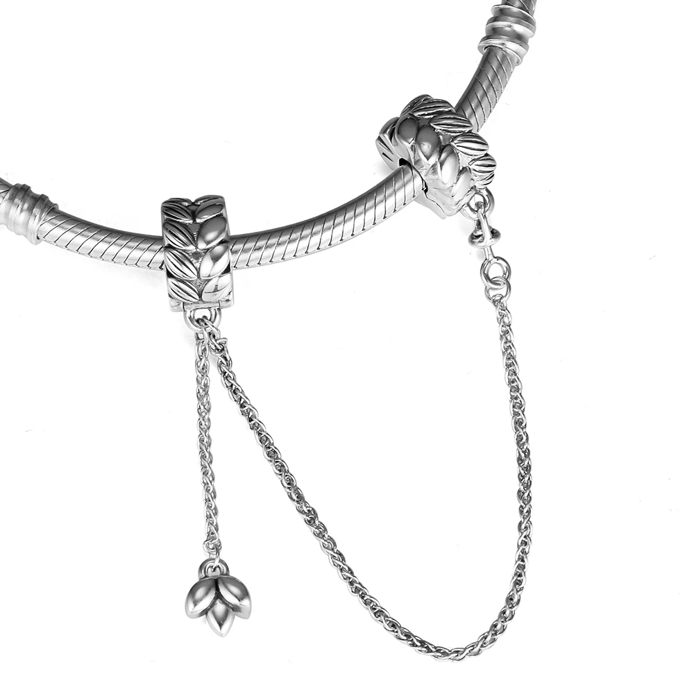 

Grains of Energy Safety Chain Charm Fits charms silver 925 original Bracelets For Woman DIY Beads For Jewelry Making