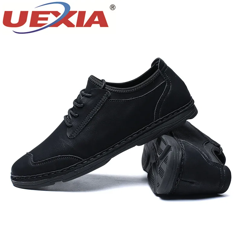 UEXIA Handmade Man Working Shoes Black Brown Riding Male Autumn Casual Rubber Sole Anti-slip Classic Footwear | Обувь