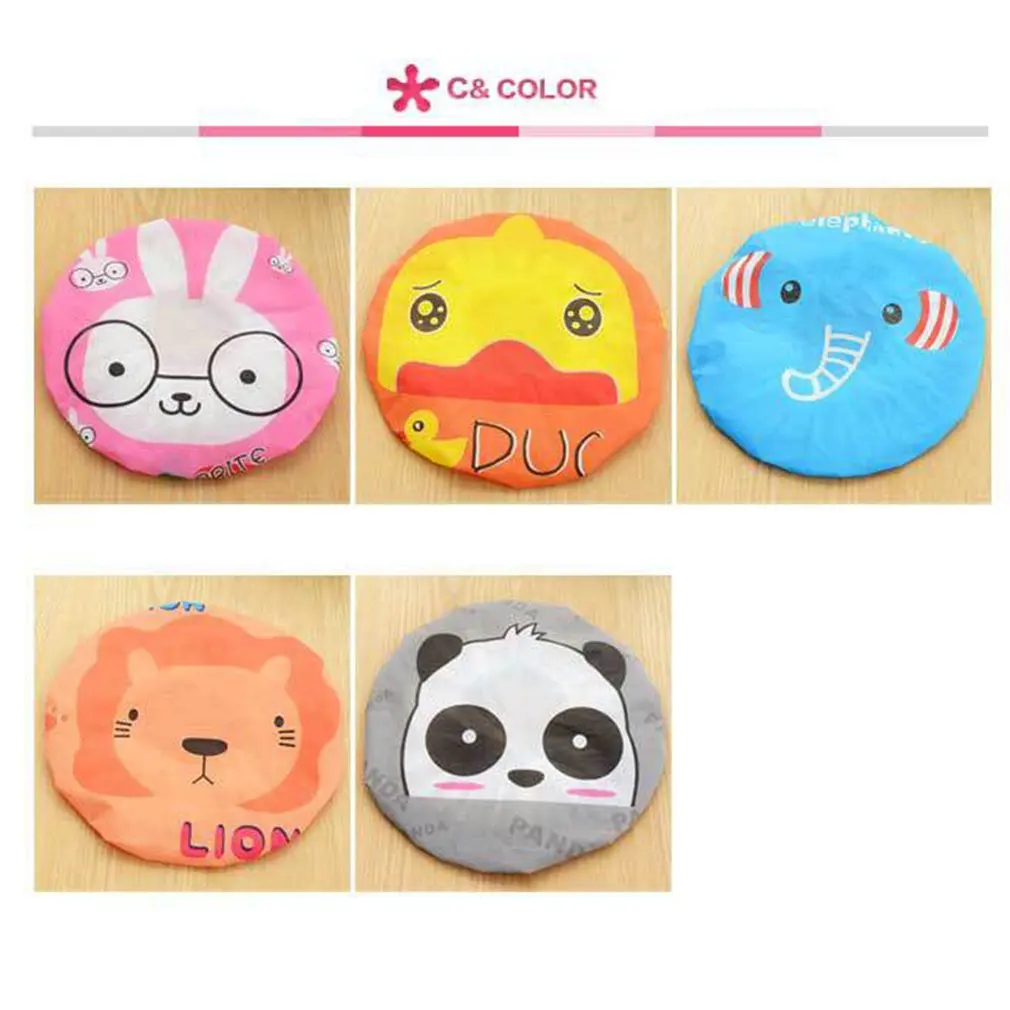 Женская шапочка для душа с мультяшным животным принтом водонепроницаемая ПВХ