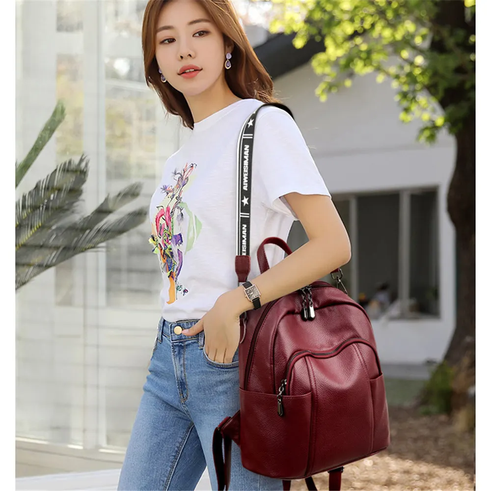 Simple Backpack Female Waterproof Backpacks for Women Large Capacity School Bags for Girls Brand leather Travel Bag Sac a Dos