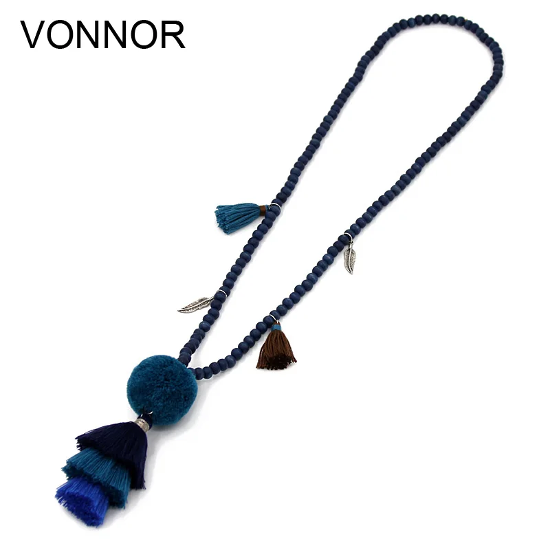 Женское Ожерелье VONNOR массивное ожерелье с деревянными бусинами и большим