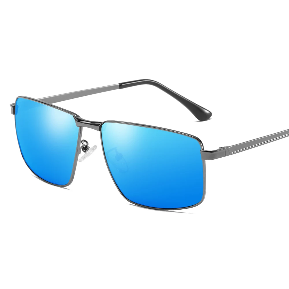 

Fashion Brand Man New Driving Sunglasses Rectangle Metal Frame UV400 Polarized Sunglasses Black Blue Square Sun Glasses for Men