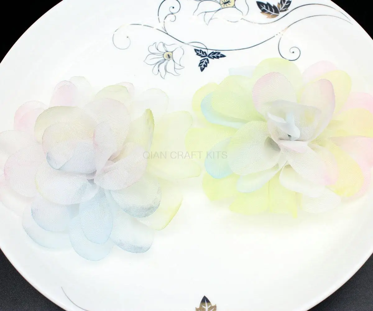 50 шт. галстук краска над радугой органза DIY цветок волос бант принадлежности 80 мм