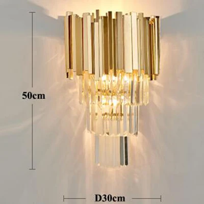 M size Современный Блеск Crystal Led настенный светильник из золотистого металла Спальня настенные светильники светодиодные светильники Обеденная светодиодный светильник настенный Гостиная бра - Цвет абажура: M size