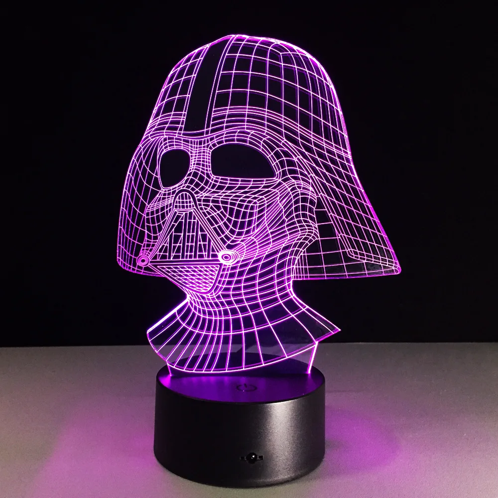 3D настольная лампа Дарт Вейдер из Звездных войн светодиодный ночник 7 цветов