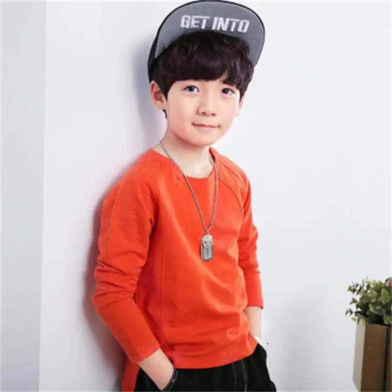 Рубашка с длинными рукавами и круглым вырезом для мальчиков на весну осень