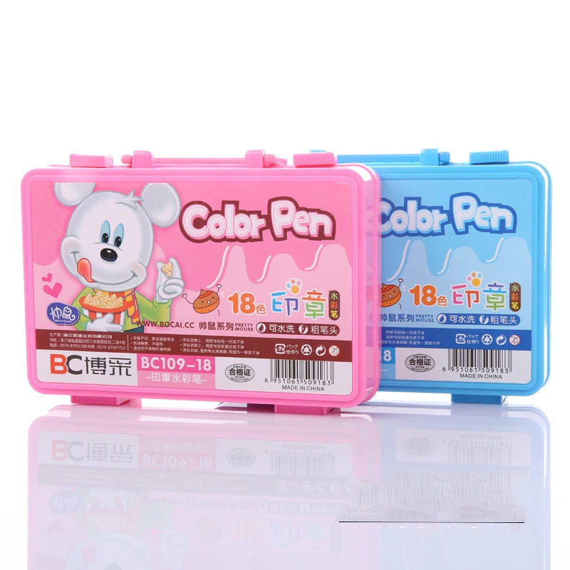 18 Цветов/Комплект Печать Стирать Акварель Перо Набор Мультфильм Дети Рисуют