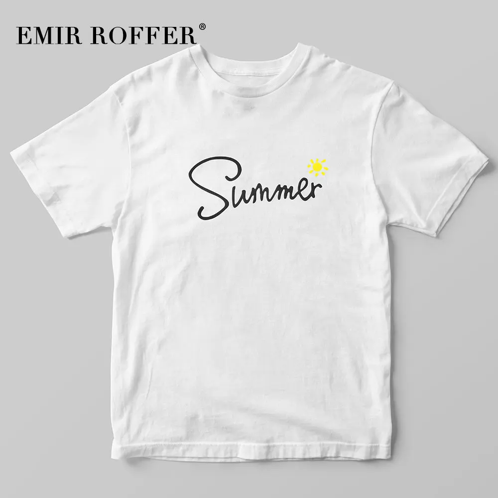 EMIR ROFFER Hello летняя футболка с надписью Sun Женская Базовая белая хлопковая топ милая