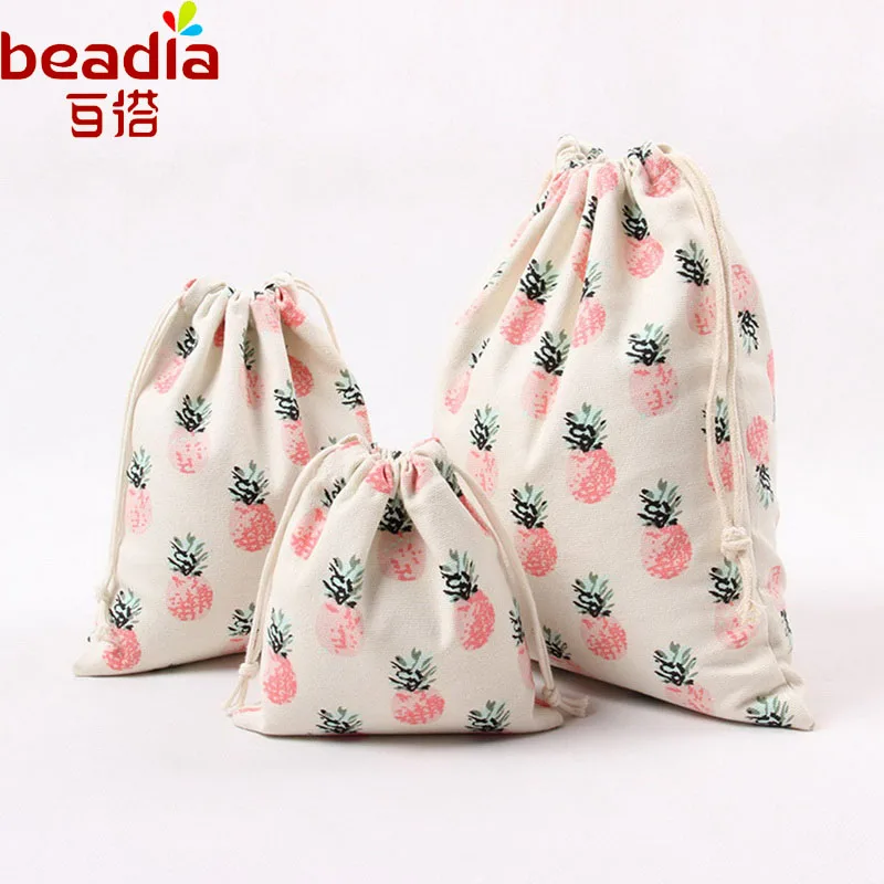 Пакетик для чая с принтом ананаса 1 шт. Подарочный мешок завязками