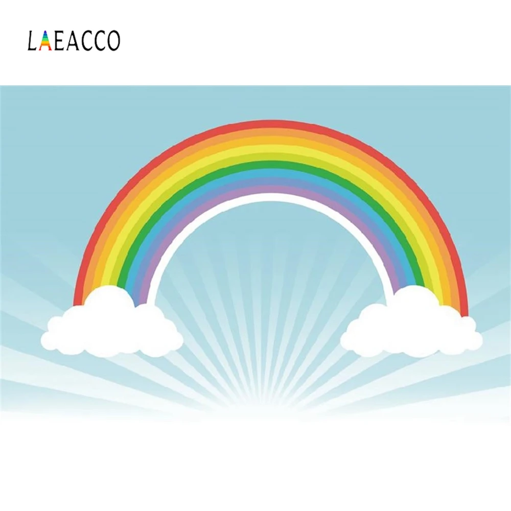 Laeacco розовый небо белые облака Радуга Детская комната мечтательные фотографии