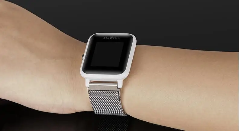 20 мм Миланский магнитный металлический ремешок для часов Xiaomi Amazfit Bip BIT Lite Youth Smart Watch ремешок из нержавеющей стали