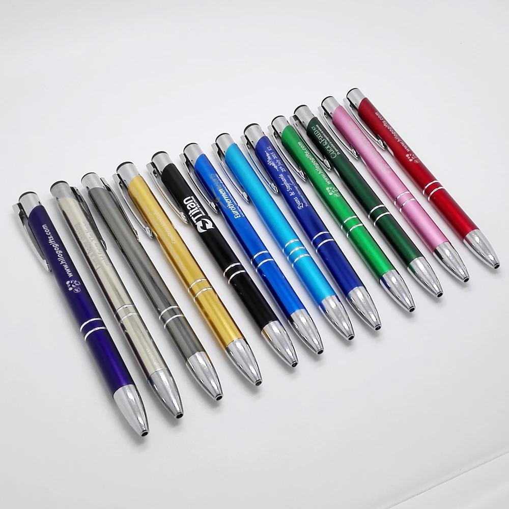 Free shipping colorful Metal Brand Ballpoint pen Custom Printed with Logo for hotel/school/company 10colors 500pcs a lot