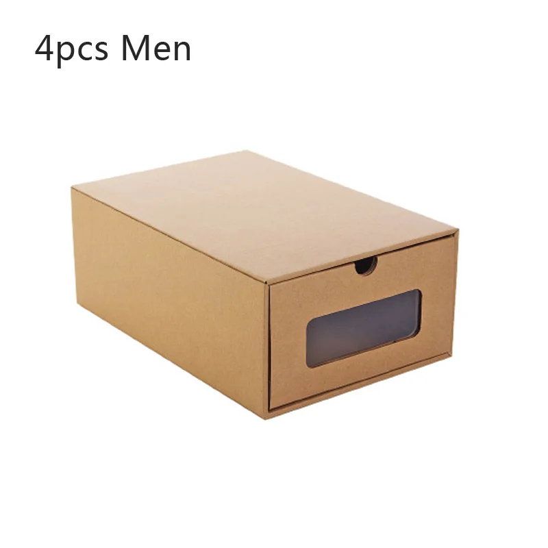 4pcs-men Крафт-бумага может быть сложен ящик коробка для обуви Органайзер для мужчин, женщин, детей обувь для хранения сапоги кроссовки Пылезащитная отделка s - Цвет: 4pcs-men