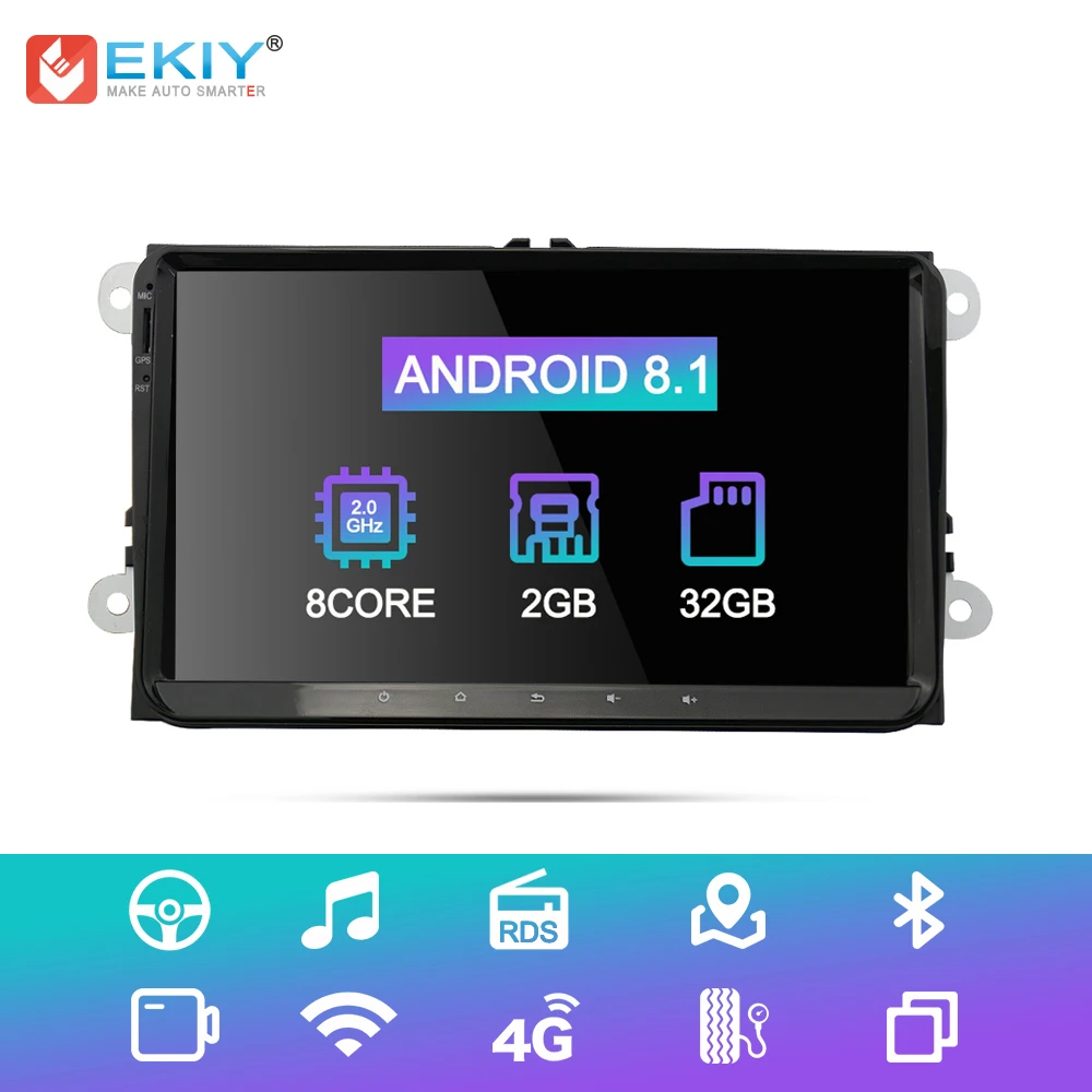 EKIY Автомобильный мультимедийный плеер Android 8 1 GPS Din стерео радио для Volkswagen VW POLO PASSAT