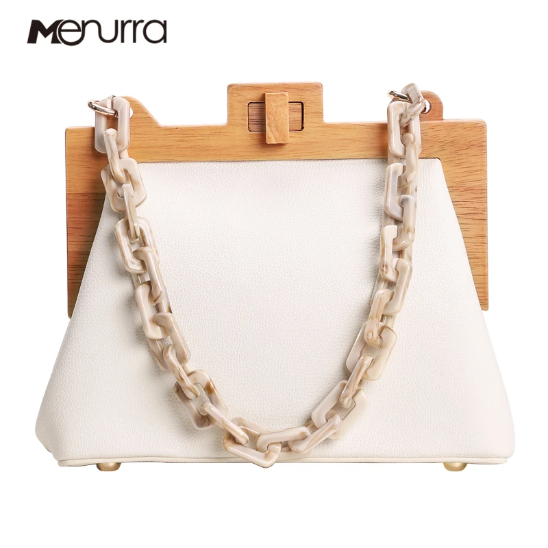 Женская сумка футляр с деревянной застежкой Роскошная вечерняя сумочка на