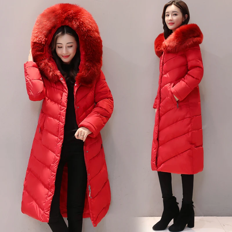 Зимние Для женщин хлопковая стеганая куртка Новый 2017 тонкий длинное пальто