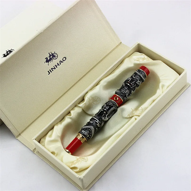 

JINHAO gray Dragon sculpture barrel roller ball pen school office stationery luxury brand Birthday gift gel pens