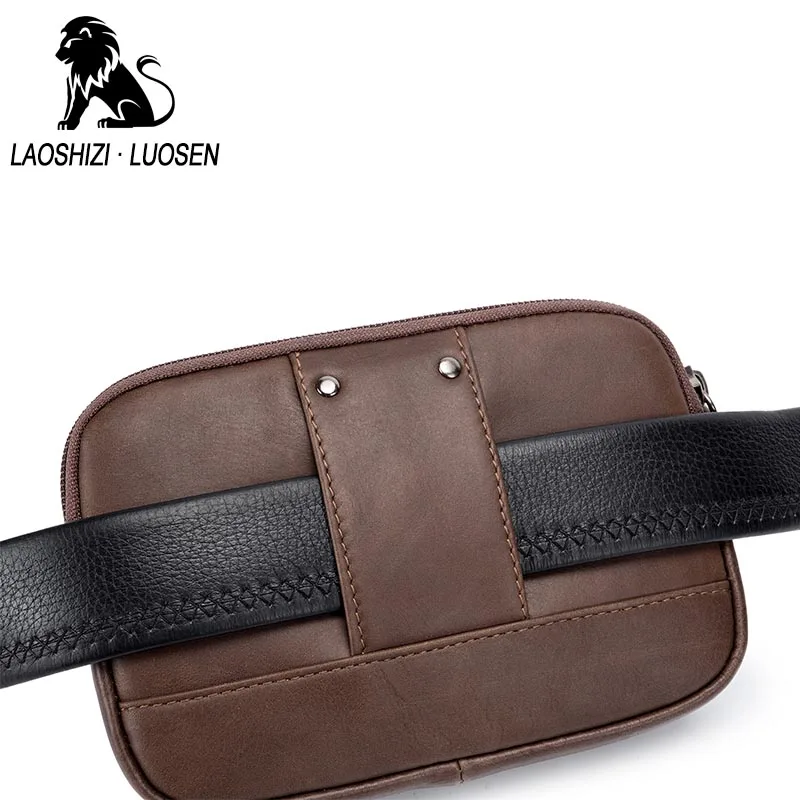 LAOSHIZI LUOSEN натуральная кожа сумки из коровьей кожи для Для мужчин на талию сотового