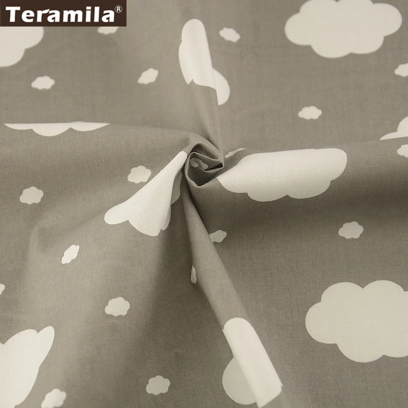 2016 г. Новинка белые облака конструкции Вышивание ткани 100% хлопок Ткань серый твил