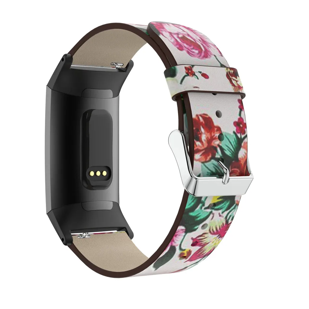 Печать кожаный ремешок замена часы ремешок для Fitbit заряд 3 браслет ремешок умные часы аксессуары ремешок для часов