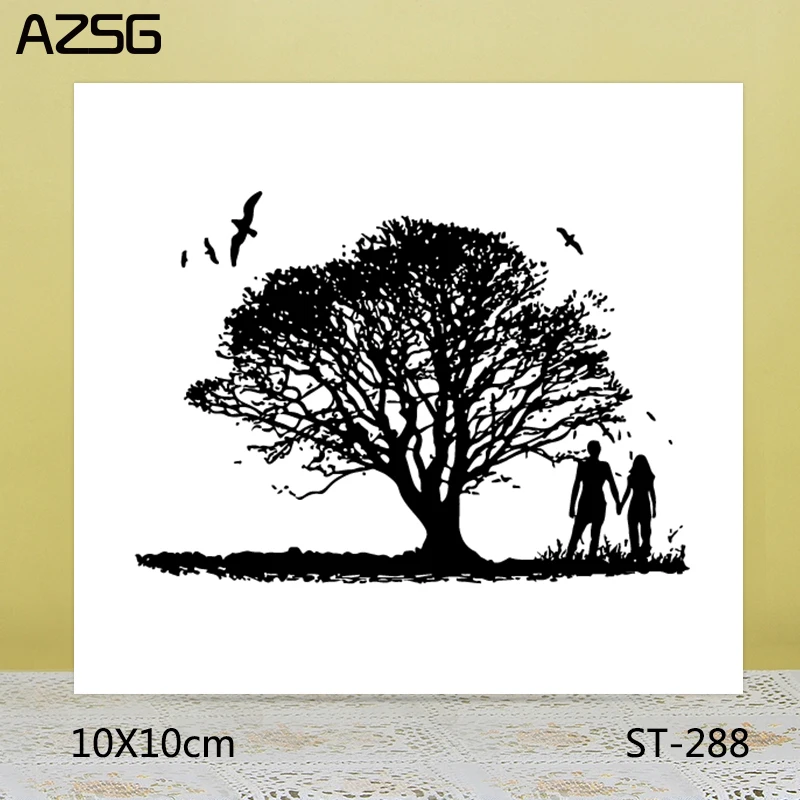 

AZSG Lovers under the Tree Stamps/Seals For scrapbooking DIY Card Making/Album Silicone Decoration crafts 10*10cm
