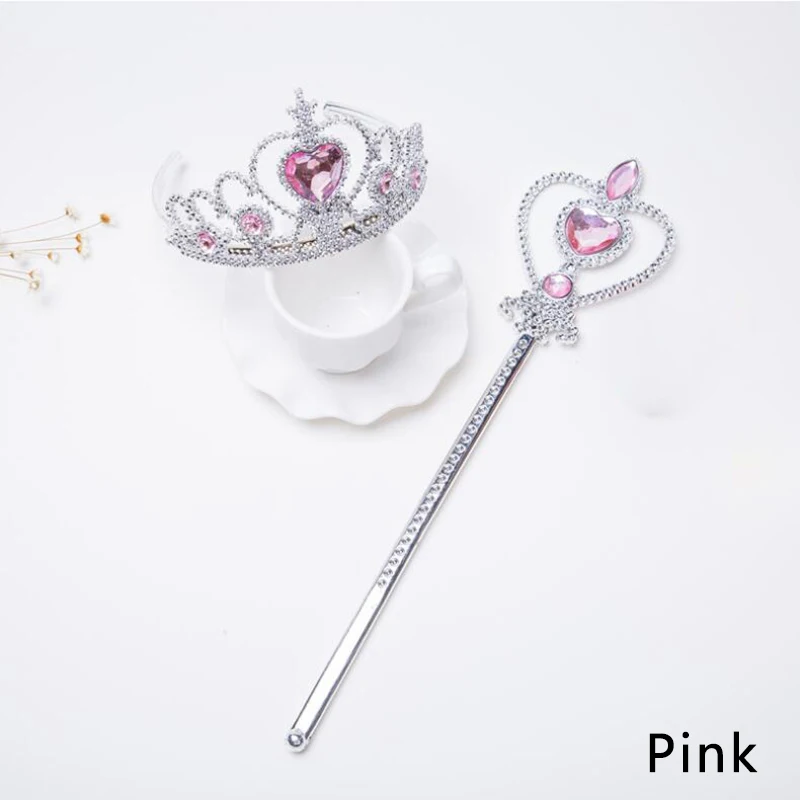 Pink Новая одежда для маленькой девочки 2 шт./компл. и девочек Головные уборы тиара в форме сердца короны волшебные палочки вечерние аксессуары для принцессы фестиваль подарок для детей - Окраска металла: Pink