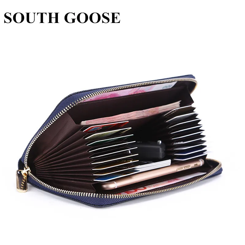 Бренд SOUTH GOOSE искусственная кожа RFID мужские длинные кошельки повседневные