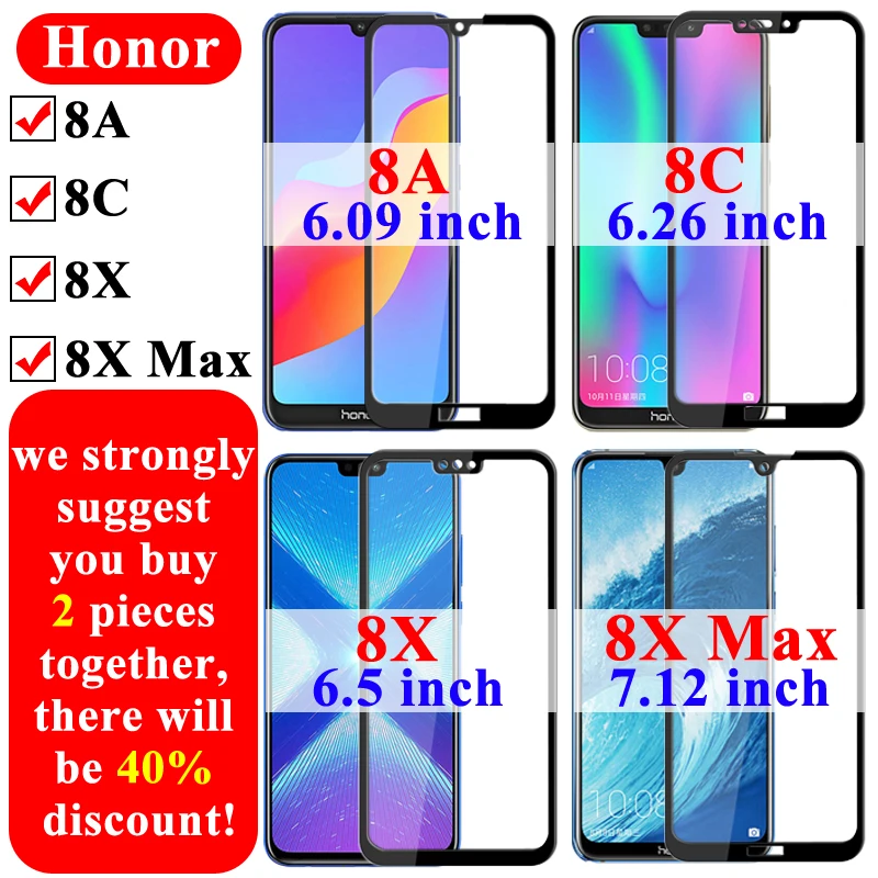 Закаленное стекло для Huawei Honor 8X Max защита экрана X8 8C 8А защитная пленка Xonor 8 X Mah Honer C8