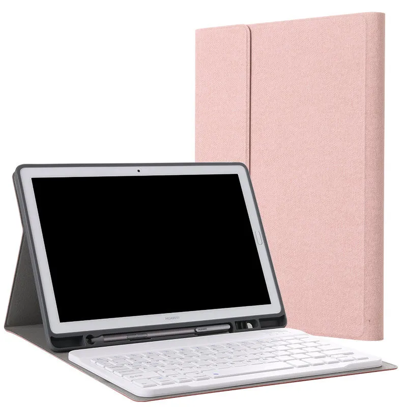 Ультра тонкий Съемный беспроводной Bluetooth клавиатура чехол для huawei MediaPad M5 Lite 10 10,1 чехол BAH2-W09 BAH2-L09 BAH2-W19 - Цвет: Pink