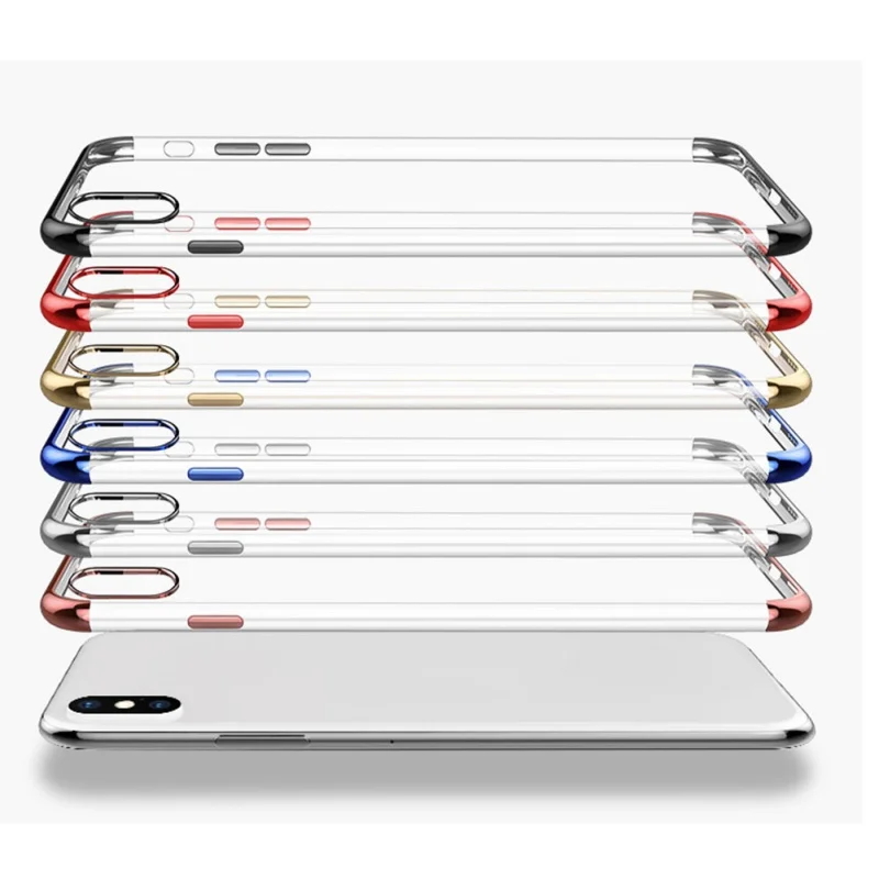 Для iPhone X Case роскошный цветной каймой прозрачный мягкий ТПУ покрытием чехол для