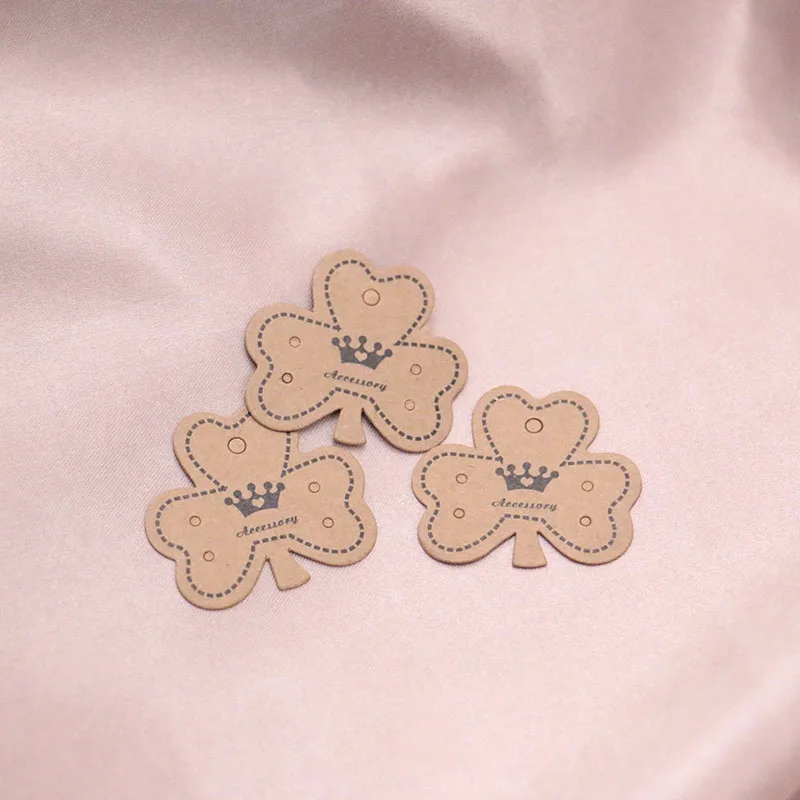 3.8x3.5cm Kraft Paper Stud Earrings Necklace Tag Jewelry Display Card Ear Hooks Cardboard Price Tags 500 pcs/lot Украшения и