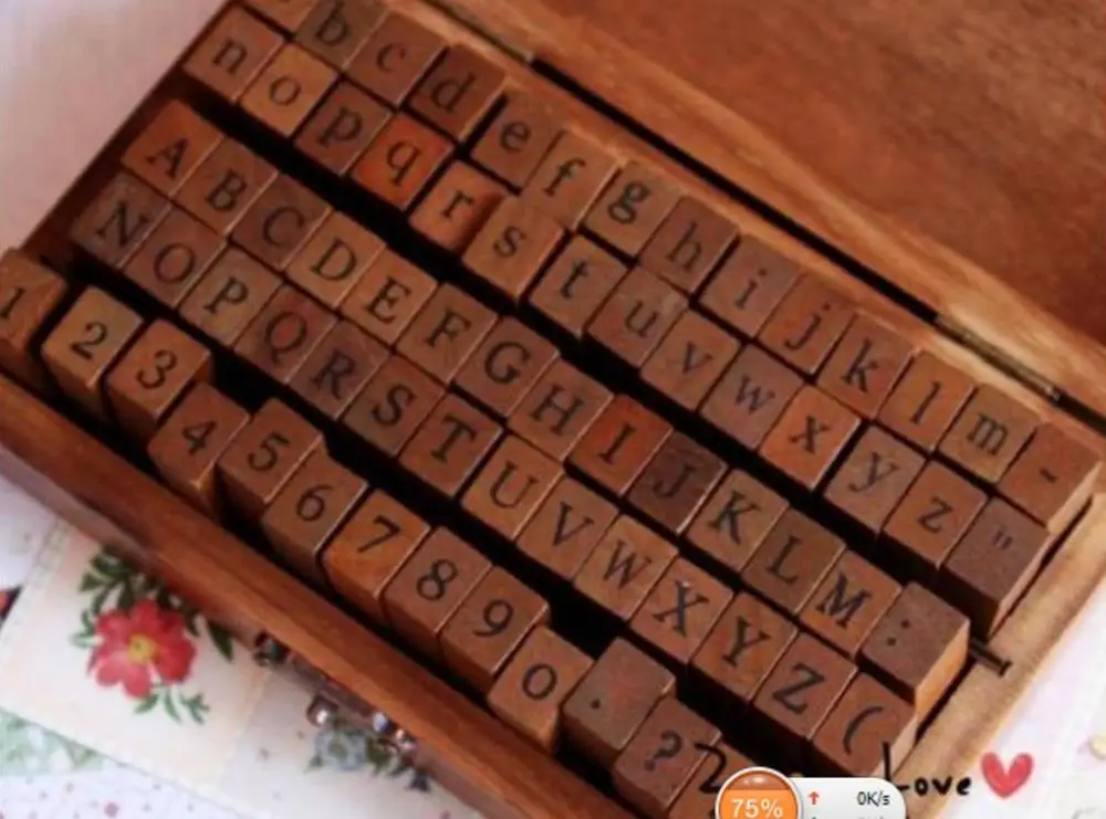 70 шт. DIY Декор деревянный штамп вертикально нижние буквы Алфавит символ цифры Ретро резиновые штампы в деревянной коробке - Цвет: 1 with box
