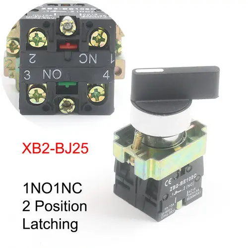 XB2-BJ25 XB2-BJ21/25/33/41/45/73 BJ53 2/3 позиции 1NO/1NO1NC/2NO фиксации моментальный переключатель кнопочный переключатель самоблокирующийся self-сброс - Цвет: XB2-BJ25