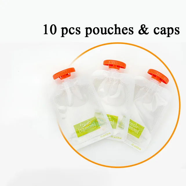10 pouches 2 шт., ложки для сока, станция для хранения детского питания, органические контейнеры для хранения детского питания, набор для приготовления фруктового пюре, упаковочная машина - Цвет: 10 pouches