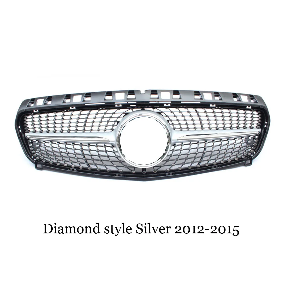 Diamond Silver 12-15 Front Grille GTR GT Grill Diamond AMG Style For Mercedes Benz A-Class W176 A180 A200 A260 A45 Car Styling Front Hood Mesh - Цвет: Diamond Silver 12-15
