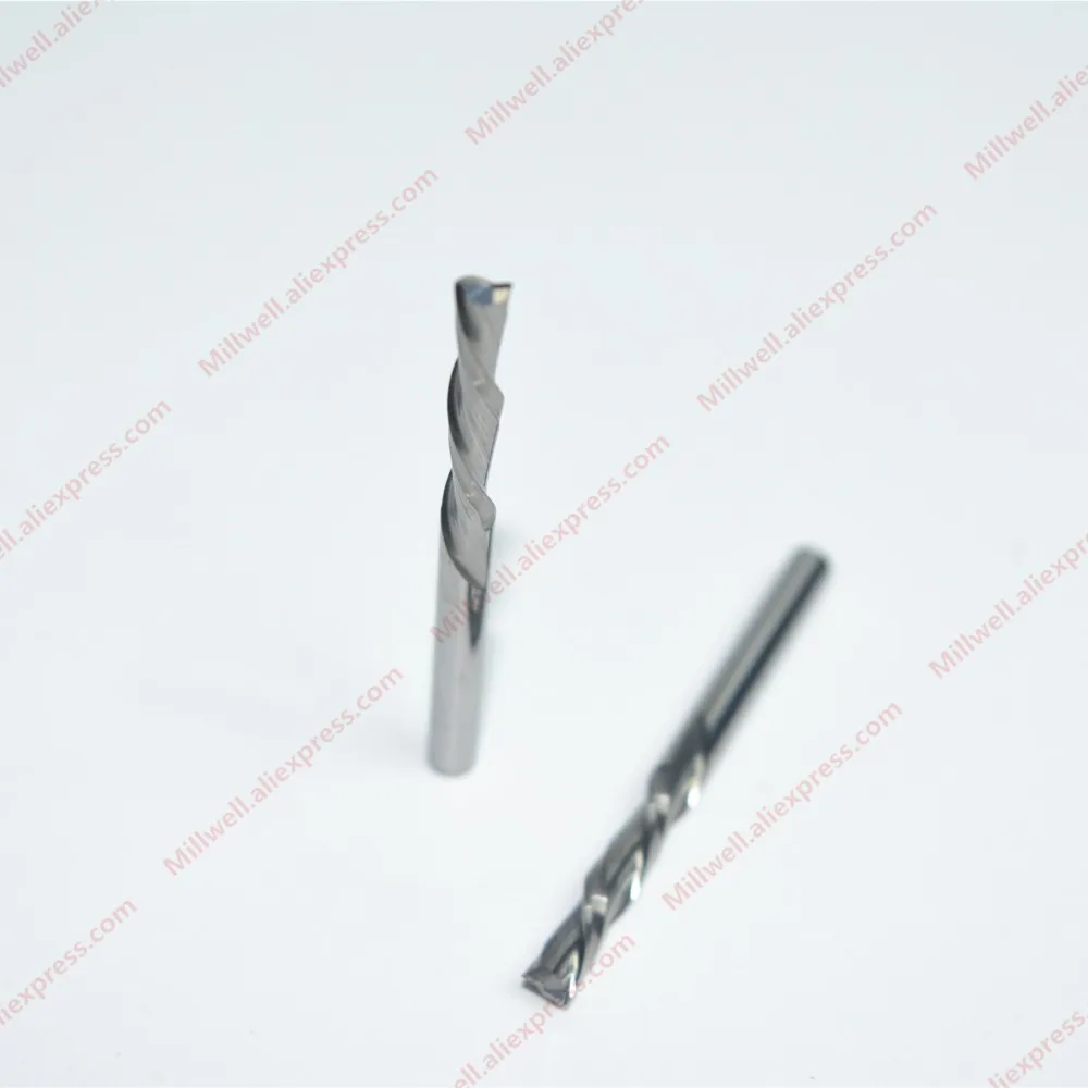 2PCS-3.175mm* 17mm, твердый карбид cnc Концевая мельница, деревообрабатывающий Вольфрам стальной роутер бит, 2 Флейта Левая спираль вниз резки фреза